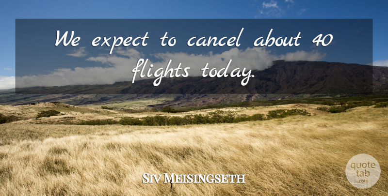 Siv Meisingseth Quote About Cancel, Expect, Flights: We Expect To Cancel About...