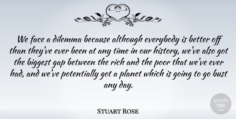 Stuart Rose Quote About Gaps, Faces, Rich: We Face A Dilemma Because...