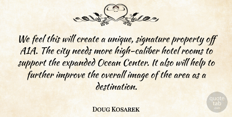 Doug Kosarek Quote About Area, City, Create, Further, Help: We Feel This Will Create...