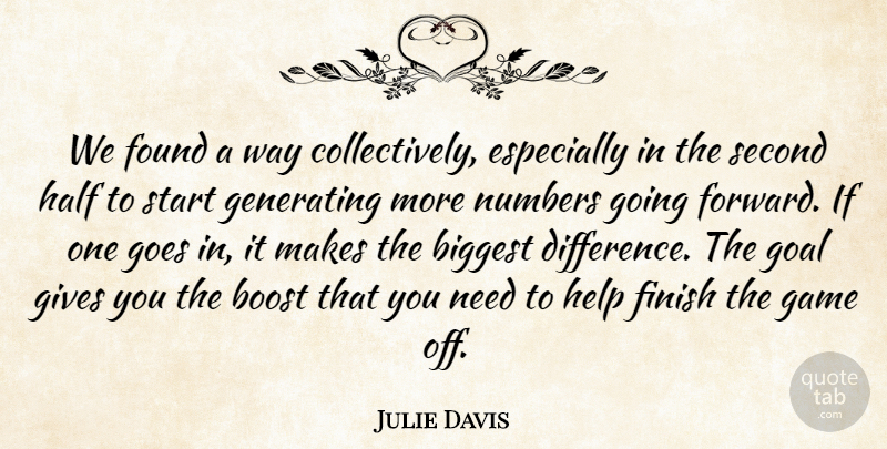 Julie Davis Quote About Biggest, Boost, Finish, Found, Game: We Found A Way Collectively...