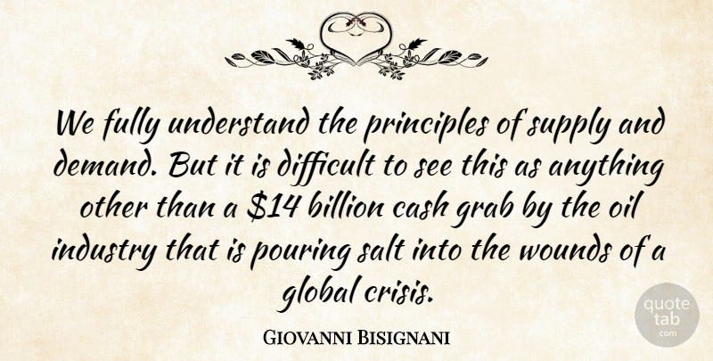 Giovanni Bisignani Quote About Billion, Cash, Difficult, Fully, Global: We Fully Understand The Principles...