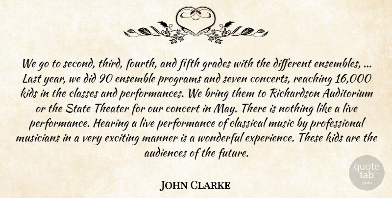 John Clarke Quote About Audiences, Auditorium, Bring, Classes, Classical: We Go To Second Third...
