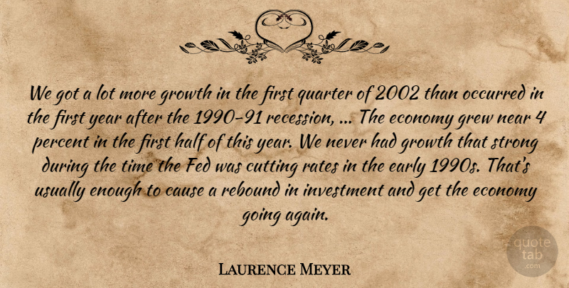 Laurence Meyer Quote About Cause, Cutting, Early, Economy, Fed: We Got A Lot More...