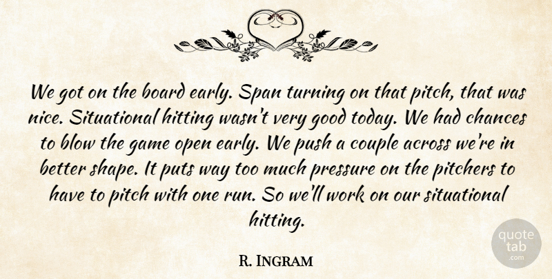 R. Ingram Quote About Across, Blow, Board, Chances, Couple: We Got On The Board...