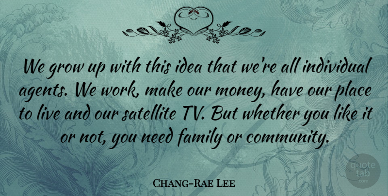 Chang-Rae Lee Quote About Family, Grow, Individual, Money, Satellite: We Grow Up With This...