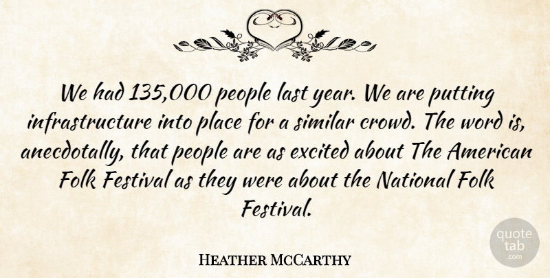 Heather McCarthy Quote About Excited, Festival, Folk, Last, National: We Had 135 000 People...