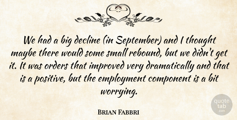 Brian Fabbri Quote About Bit, Component, Decline, Employment, Improved: We Had A Big Decline...