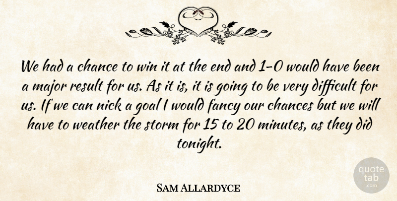 Sam Allardyce Quote About Chance, Chances, Difficult, Fancy, Goal: We Had A Chance To...