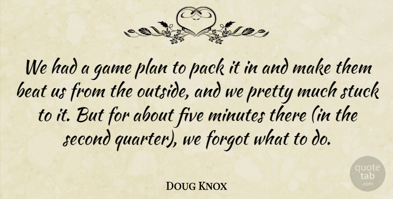 Doug Knox Quote About Beat, Five, Forgot, Game, Minutes: We Had A Game Plan...