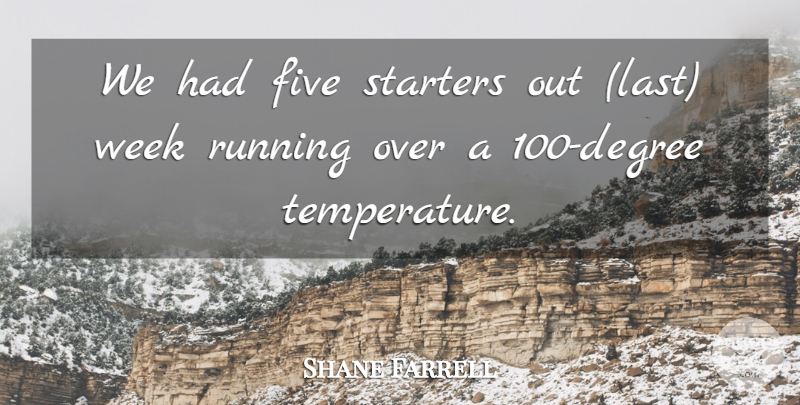 Shane Farrell Quote About Five, Running, Starters, Week: We Had Five Starters Out...
