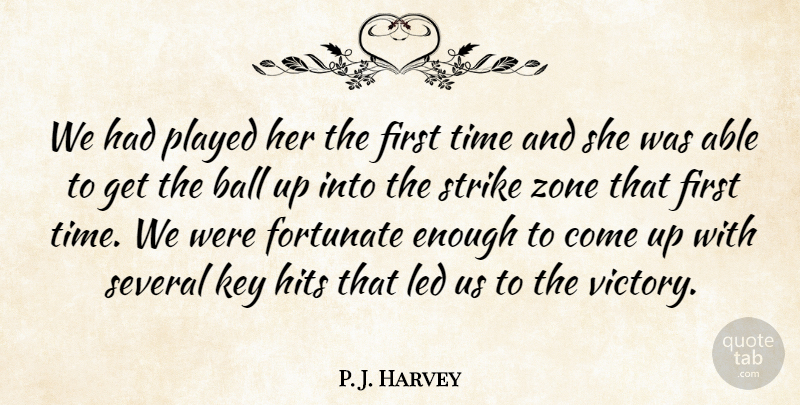 P. J. Harvey Quote About Ball, Fortunate, Hits, Key, Led: We Had Played Her The...