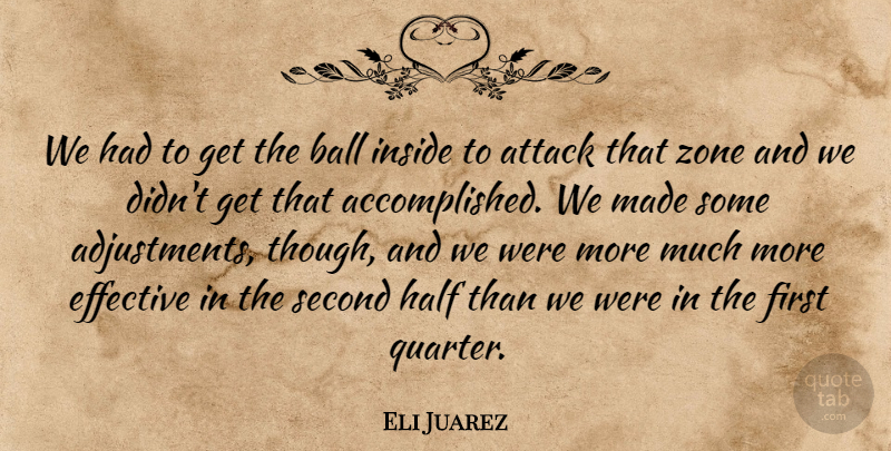 Eli Juarez Quote About Attack, Ball, Effective, Half, Inside: We Had To Get The...