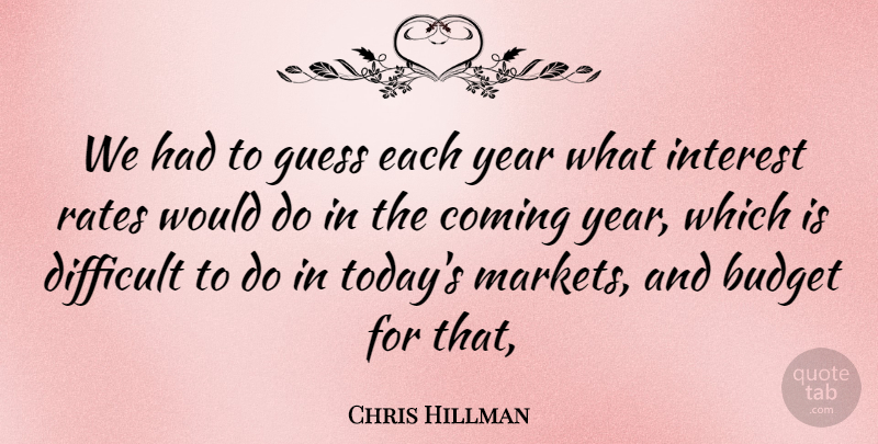 Chris Hillman Quote About Budget, Coming, Difficult, Guess, Interest: We Had To Guess Each...