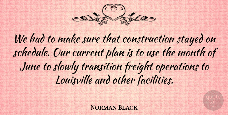 Norman Black Quote About Current, June, Louisville, Month, Operations: We Had To Make Sure...