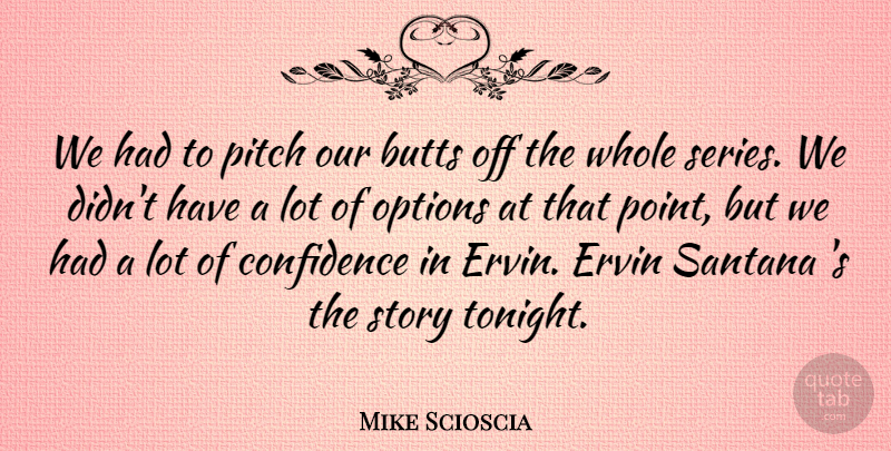 Mike Scioscia Quote About Confidence, Options, Pitch: We Had To Pitch Our...