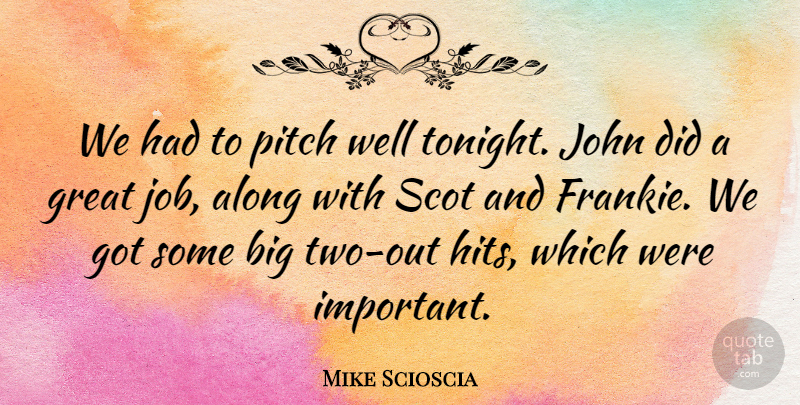 Mike Scioscia Quote About Along, Great, John, Pitch: We Had To Pitch Well...