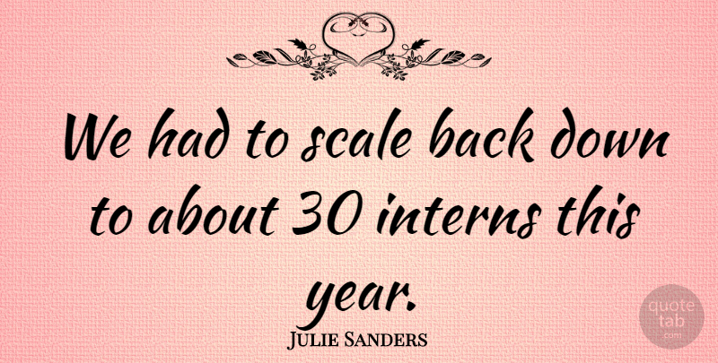Julie Sanders Quote About Scale: We Had To Scale Back...
