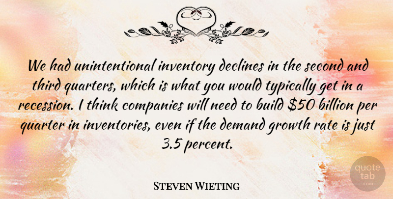 Steven Wieting Quote About Billion, Build, Companies, Declines, Demand: We Had Unintentional Inventory Declines...