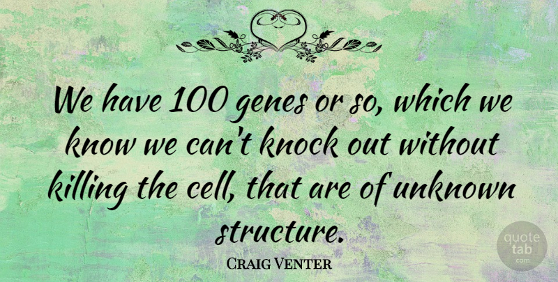Craig Venter Quote About Knock: We Have 100 Genes Or...
