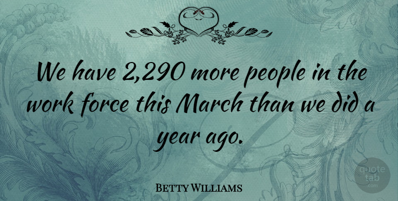 Betty Williams Quote About Force, March, People, Work, Year: We Have 2 290 More...