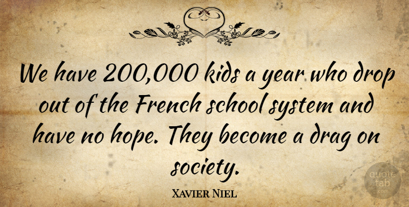 Xavier Niel Quote About Drag, Drop, French, Hope, Kids: We Have 200 000 Kids...