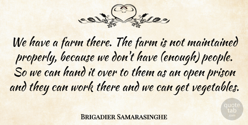 Brigadier Samarasinghe Quote About Farm, Hand, Maintained, Open, Prison: We Have A Farm There...