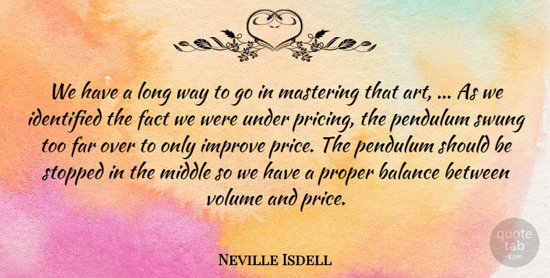 Neville Isdell Quote About Balance, Fact, Far, Identified, Improve: We Have A Long Way...