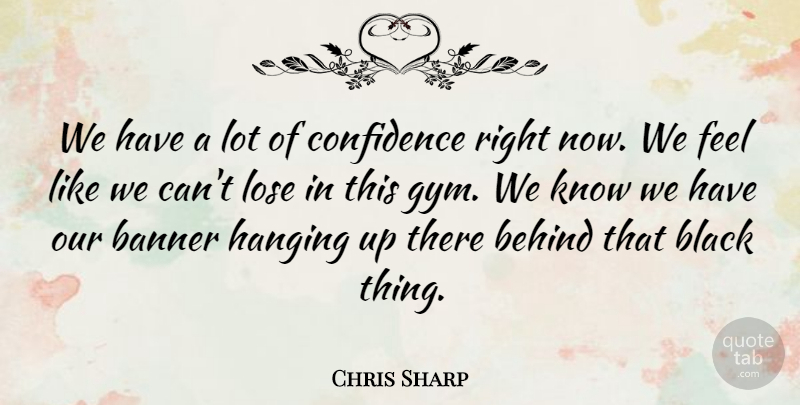 Chris Sharp Quote About Banner, Behind, Black, Confidence, Hanging: We Have A Lot Of...