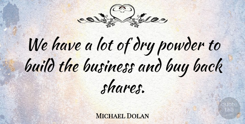 Michael Dolan Quote About Build, Business, Buy, Dry, Powder: We Have A Lot Of...