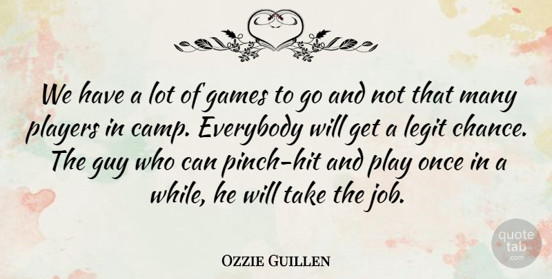 Ozzie Guillen Quote About Everybody, Games, Guy, Players: We Have A Lot Of...