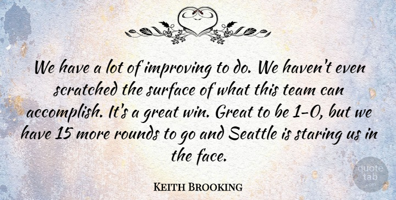 Keith Brooking Quote About Great, Improving, Rounds, Scratched, Seattle: We Have A Lot Of...