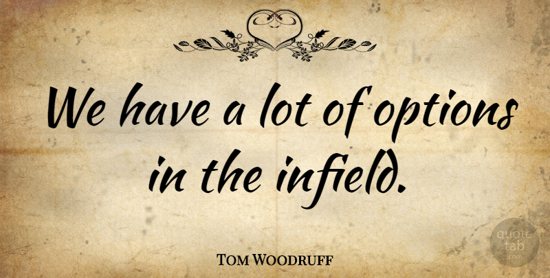 Tom Woodruff Quote About Options: We Have A Lot Of...