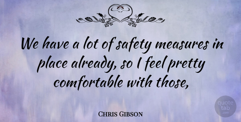 Chris Gibson Quote About Measures, Safety: We Have A Lot Of...