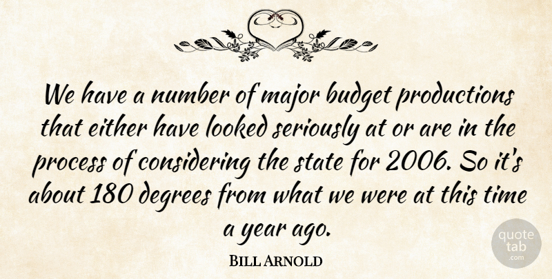 Bill Arnold Quote About Budget, Budgets, Degrees, Either, Looked: We Have A Number Of...