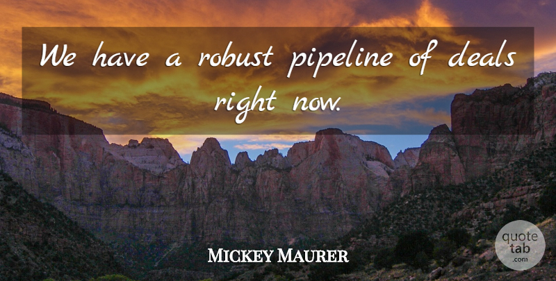 Mickey Maurer Quote About Deals, Pipeline, Robust: We Have A Robust Pipeline...