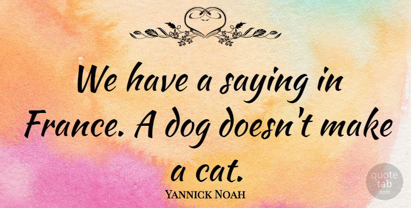 Yannick Noah Quote About Dog, Cat, France: We Have A Saying In...