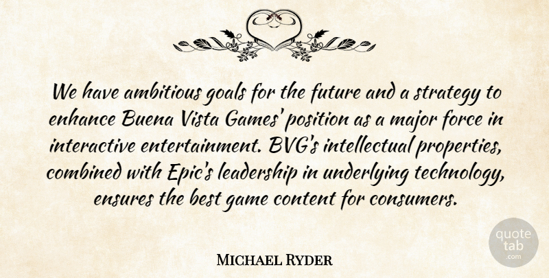 Michael Ryder Quote About Ambitious, Best, Combined, Content, Enhance: We Have Ambitious Goals For...
