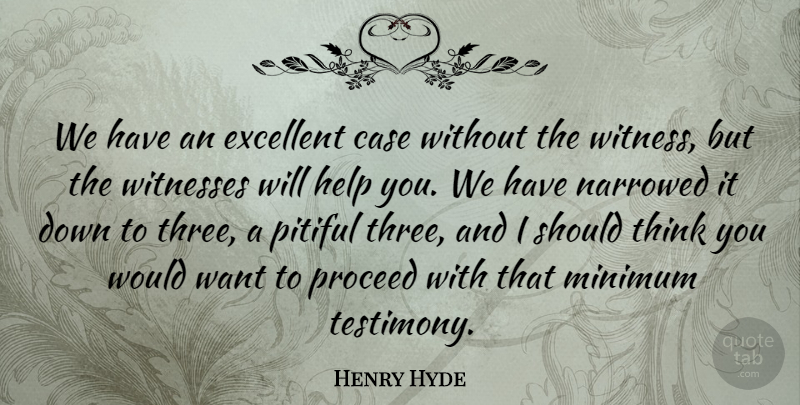 Henry Hyde Quote About Case, Excellent, Help, Minimum, Pitiful: We Have An Excellent Case...