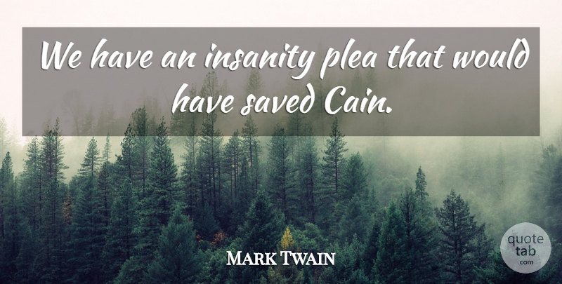 Mark Twain Quote About Law, Insanity, Cain: We Have An Insanity Plea...
