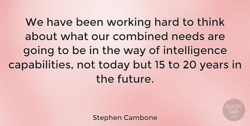 Stephen Cambone Quote About Work, Thinking, Years: We Have Been Working Hard...