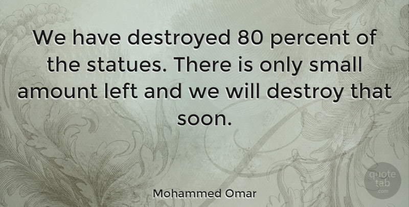 Mohammed Omar Quote About Scary, Percent, Left: We Have Destroyed 80 Percent...