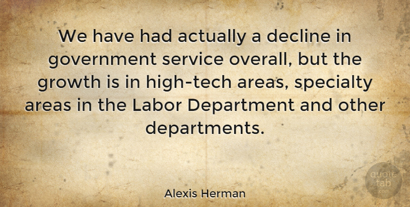 Alexis Herman Quote About Technology, Government, Growth: We Have Had Actually A...
