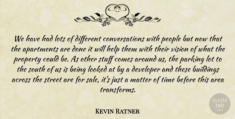 Kevin Ratner Quote About Across, Apartments, Area, Buildings, Developer: We Have Had Lots Of...