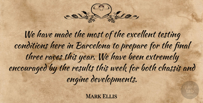 Mark Ellis Quote About Barcelona, Both, Conditions, Encouraged, Engine: We Have Made The Most...