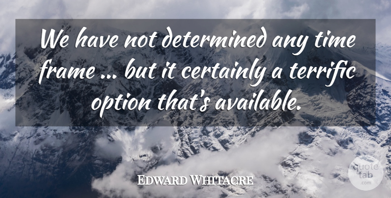 Edward Whitacre Quote About Certainly, Determined, Frame, Option, Terrific: We Have Not Determined Any...