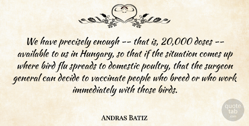 Andras Batiz Quote About Available, Bird, Breed, Decide, Domestic: We Have Precisely Enough That...