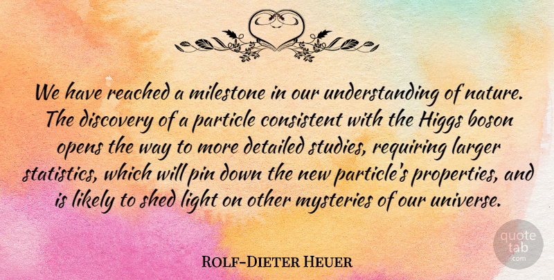 Rolf-Dieter Heuer Quote About Consistent, Detailed, Discovery, Larger, Likely: We Have Reached A Milestone...