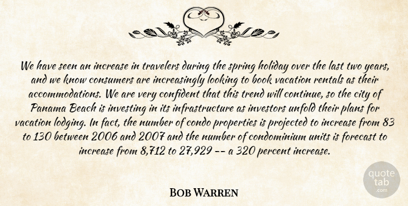 Bob Warren Quote About Beach, Book, City, Condo, Confident: We Have Seen An Increase...