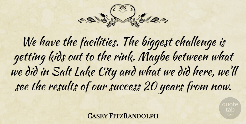 Casey FitzRandolph Quote About Biggest, Challenge, City, Kids, Lake: We Have The Facilities The...