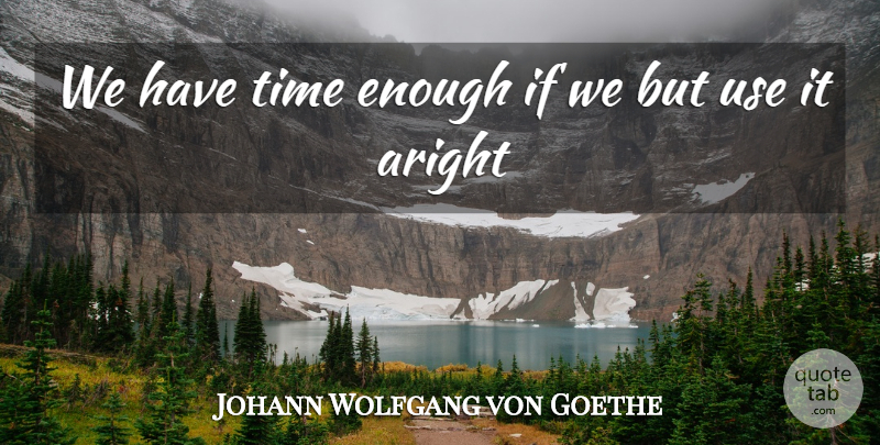 Johann Wolfgang von Goethe Quote About Use, Enough, Ifs: We Have Time Enough If...